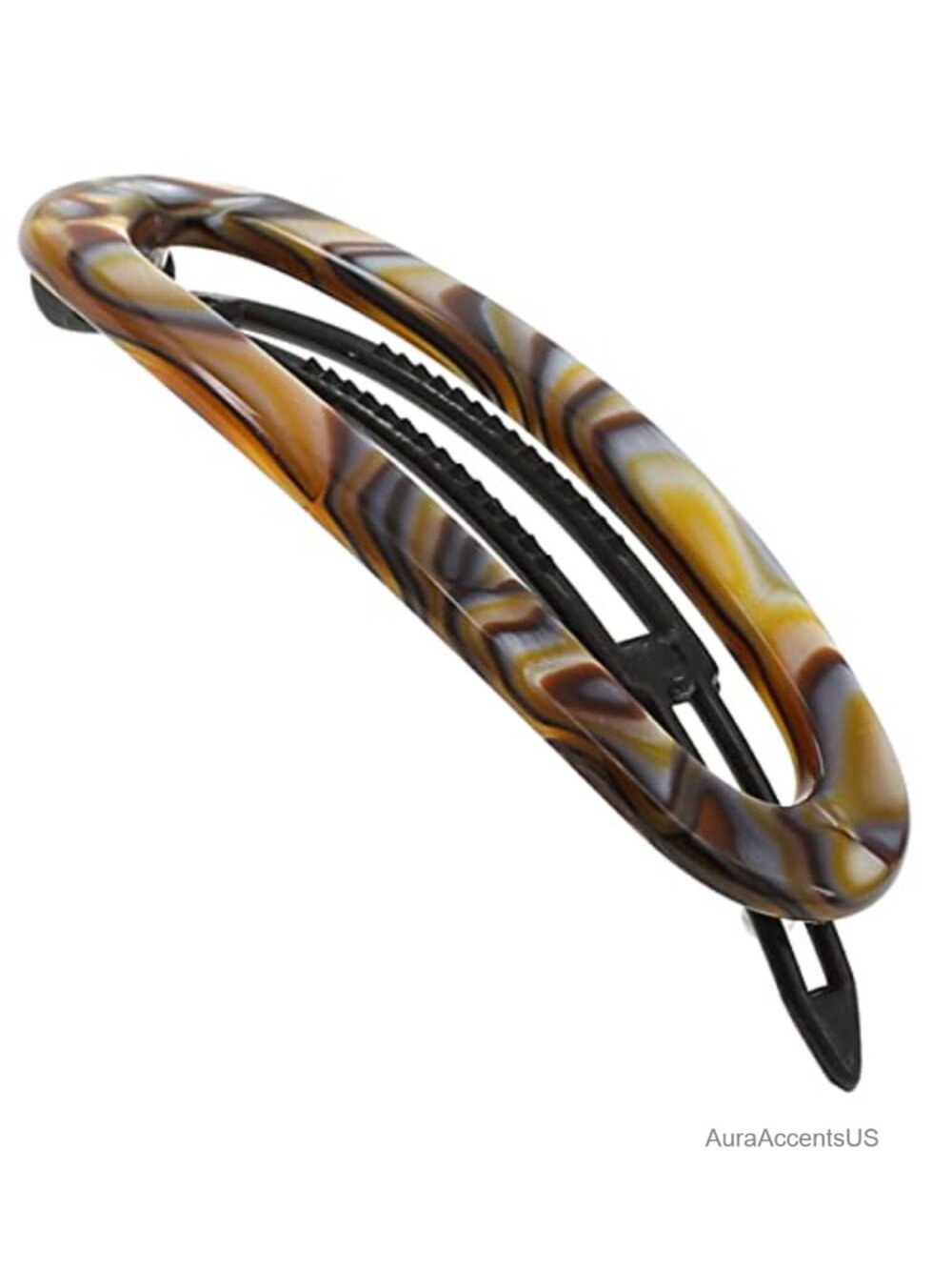 Handmade French Onyx Cellulose Acetate Hair Barrette Clip Strong Hold